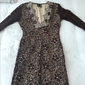 Brown & Champagne Lace HOLT Dress size small